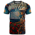 New Zealand Soldier ANZAC Day T Shirt Silver Fern Starry Night Style