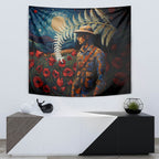 New Zealand Soldier ANZAC Day Tapestry Silver Fern Starry Night Style