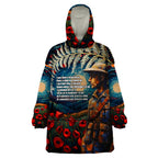 New Zealand Soldier ANZAC Day Wearable Blanket Hoodie Silver Fern Starry Night Style