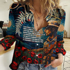 New Zealand Soldier ANZAC Day Women Casual Shirt Silver Fern Starry Night Style