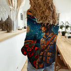 New Zealand Soldier ANZAC Day Women Casual Shirt Silver Fern Starry Night Style