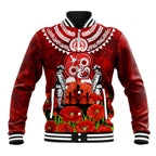 New Zealand ANZAC Waitangi Day Baseball Jacket Hei Tiki and Soldier