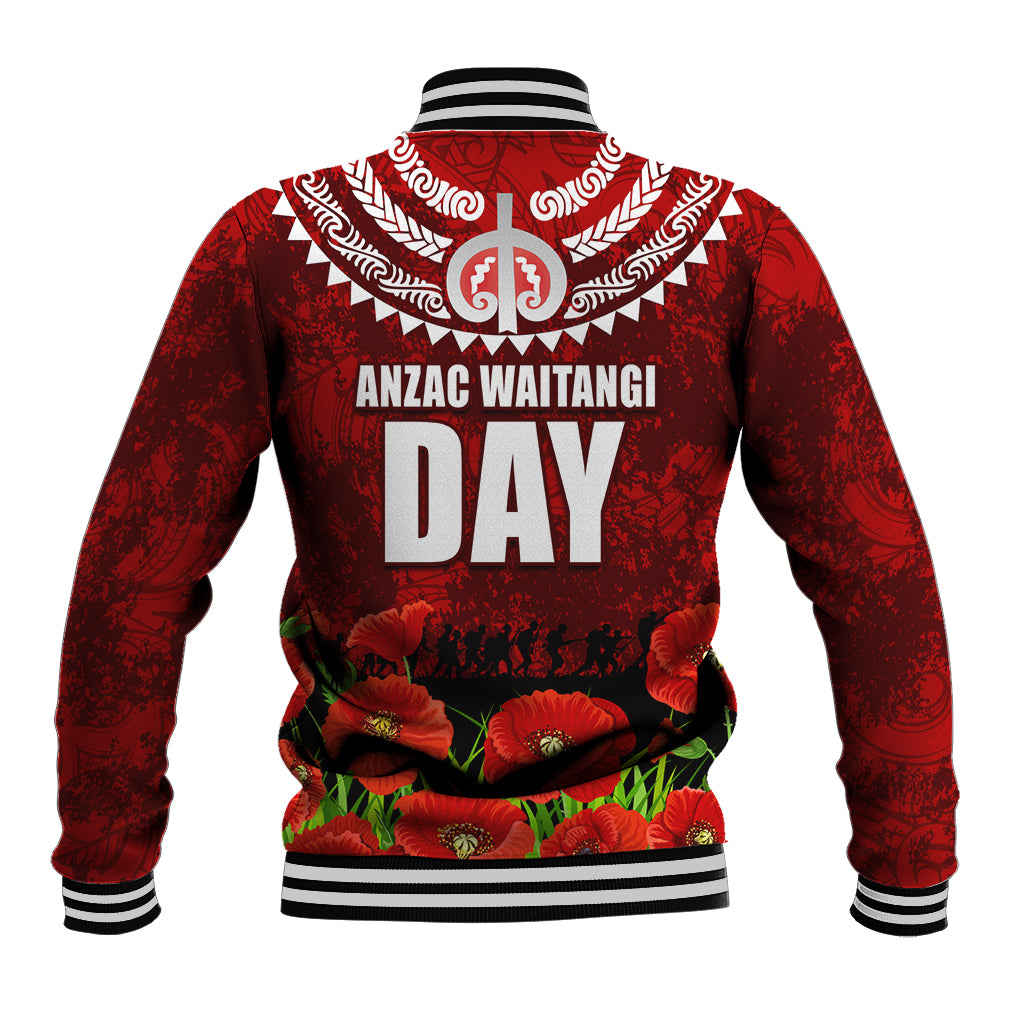 New Zealand ANZAC Waitangi Day Baseball Jacket Hei Tiki and Soldier