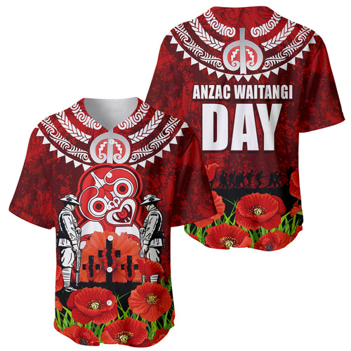 New Zealand ANZAC Waitangi Day Baseball Jersey Hei Tiki and Soldier