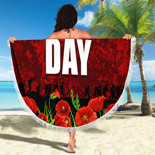 New Zealand ANZAC Waitangi Day Beach Blanket Hei Tiki and Soldier