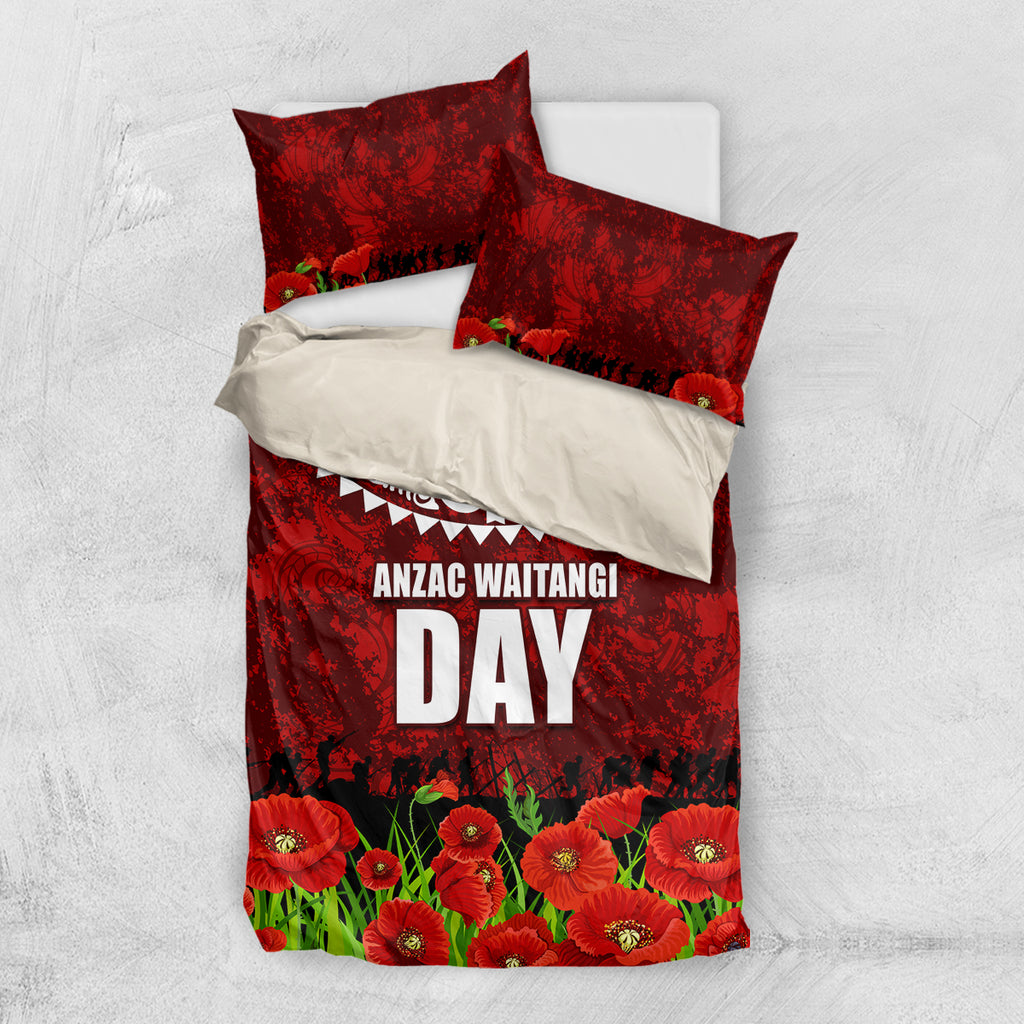 New Zealand ANZAC Waitangi Day Bedding Set Hei Tiki and Soldier