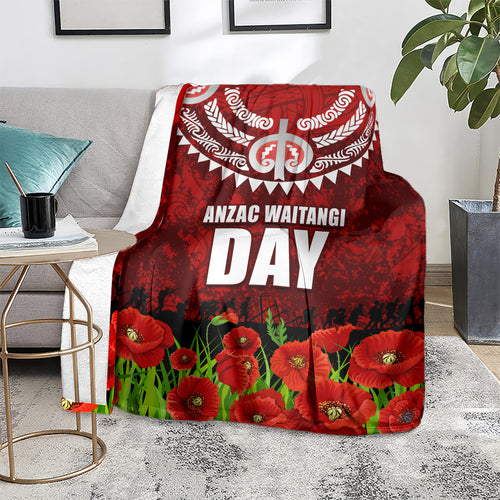 New Zealand ANZAC Waitangi Day Blanket Hei Tiki and Soldier