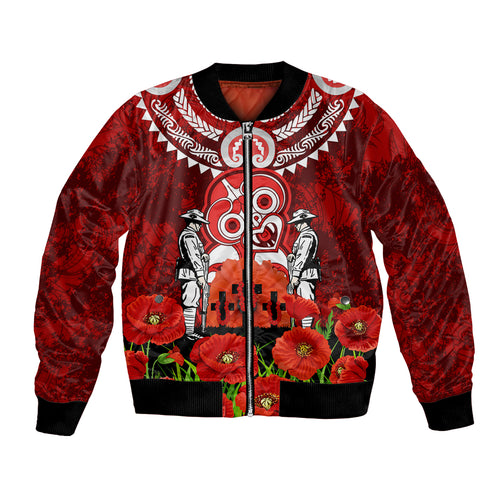 New Zealand ANZAC Waitangi Day Bomber Jacket Hei Tiki and Soldier