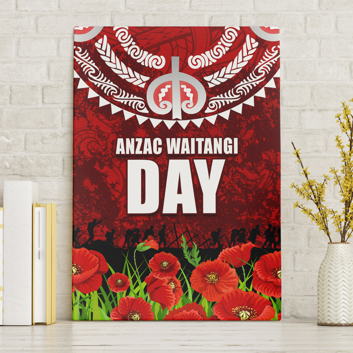 New Zealand ANZAC Waitangi Day Canvas Wall Art Hei Tiki and Soldier