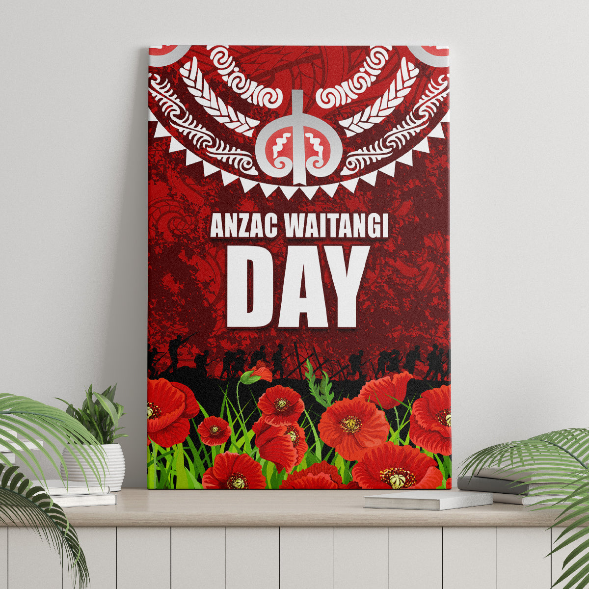 New Zealand ANZAC Waitangi Day Canvas Wall Art Hei Tiki and Soldier