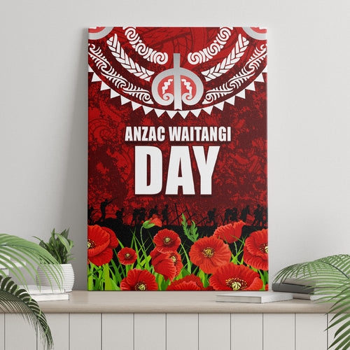 New Zealand ANZAC Waitangi Day Canvas Wall Art Hei Tiki and Soldier