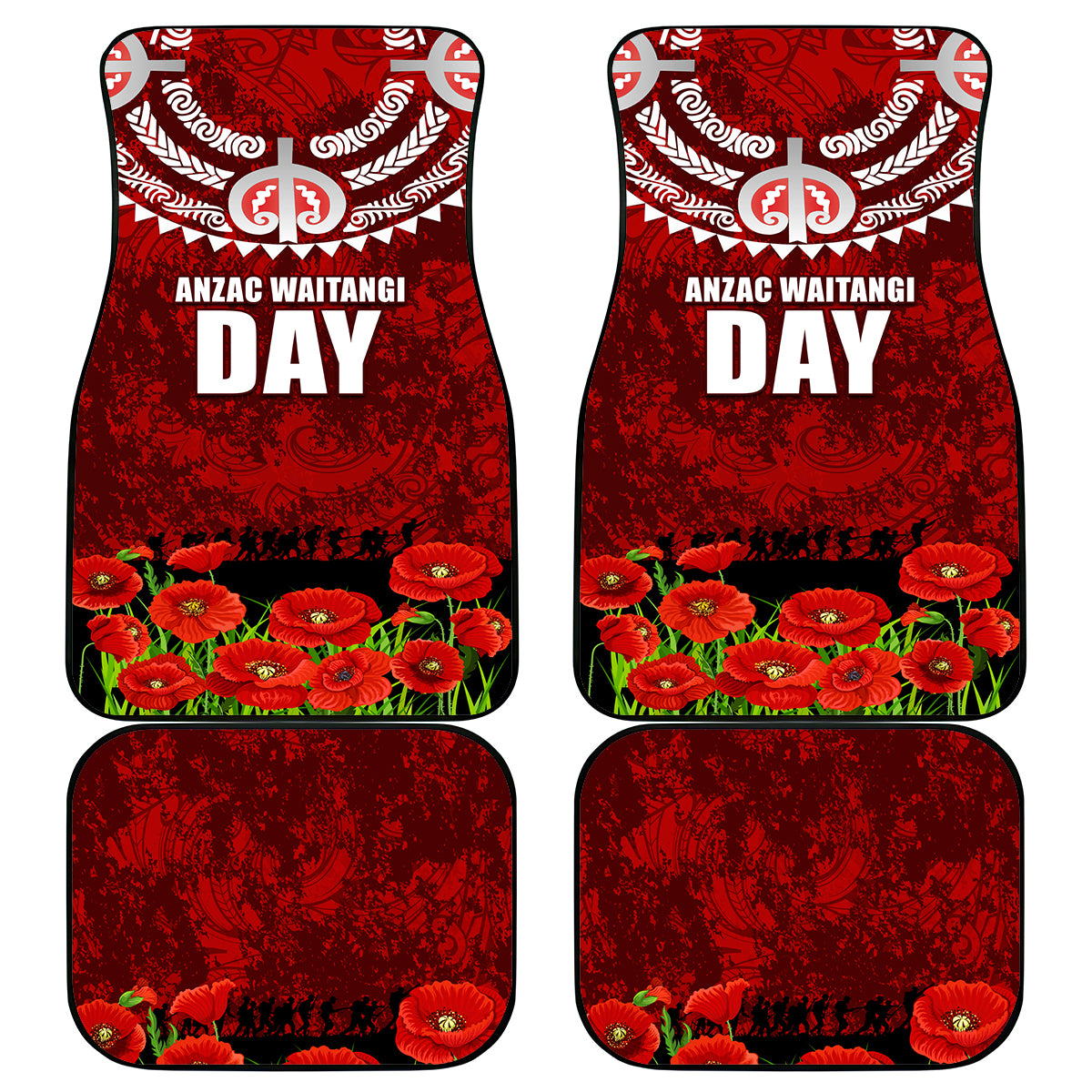 New Zealand ANZAC Waitangi Day Car Mats Hei Tiki and Soldier