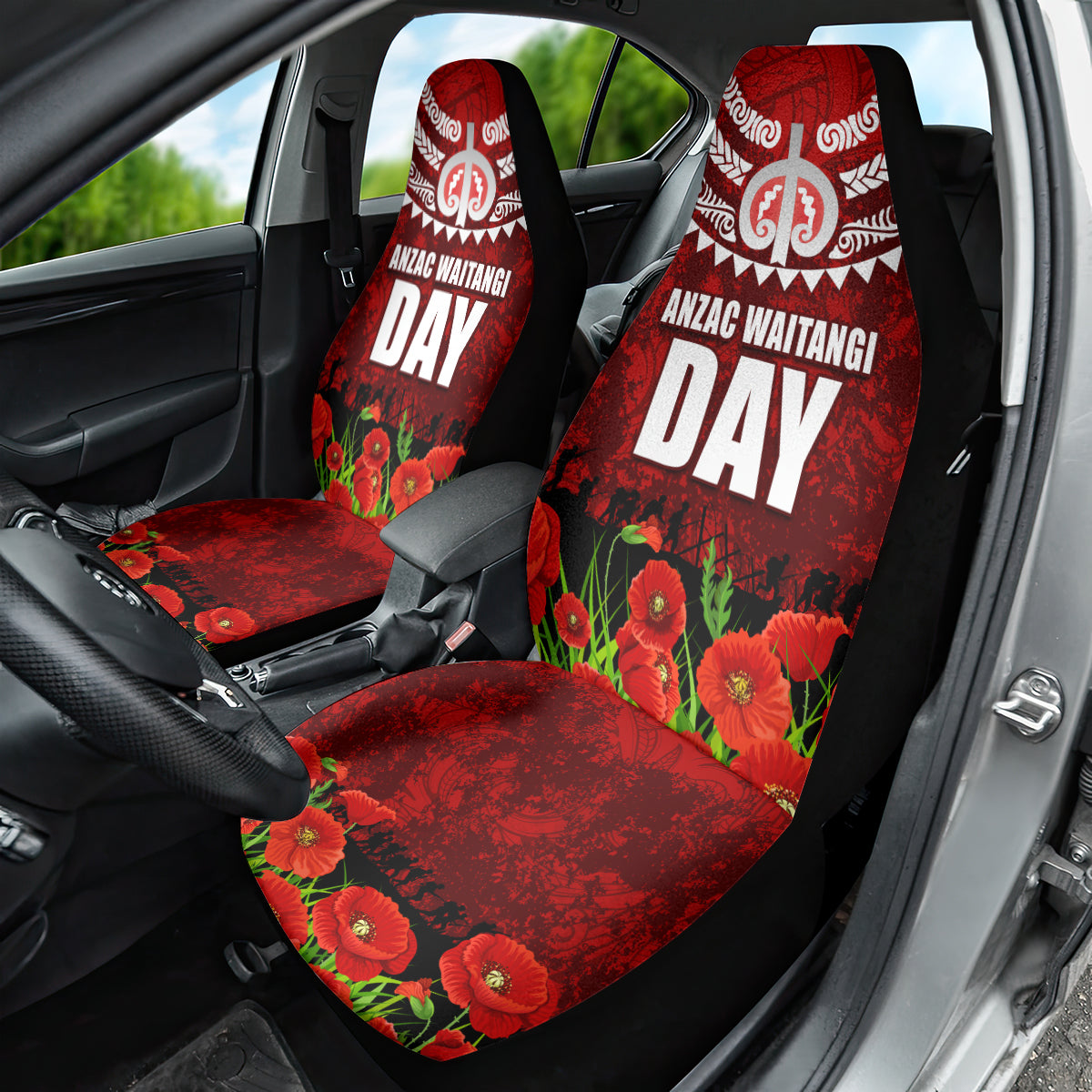 New Zealand ANZAC Waitangi Day Car Seat Cover Hei Tiki and Soldier