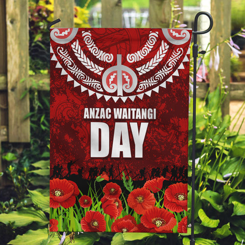 New Zealand ANZAC Waitangi Day Garden Flag Hei Tiki and Soldier