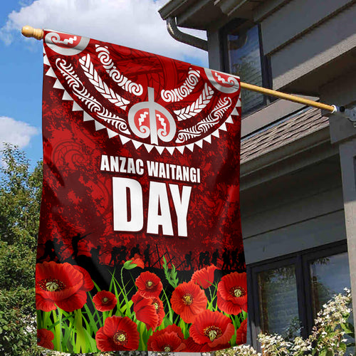 New Zealand ANZAC Waitangi Day Garden Flag Hei Tiki and Soldier