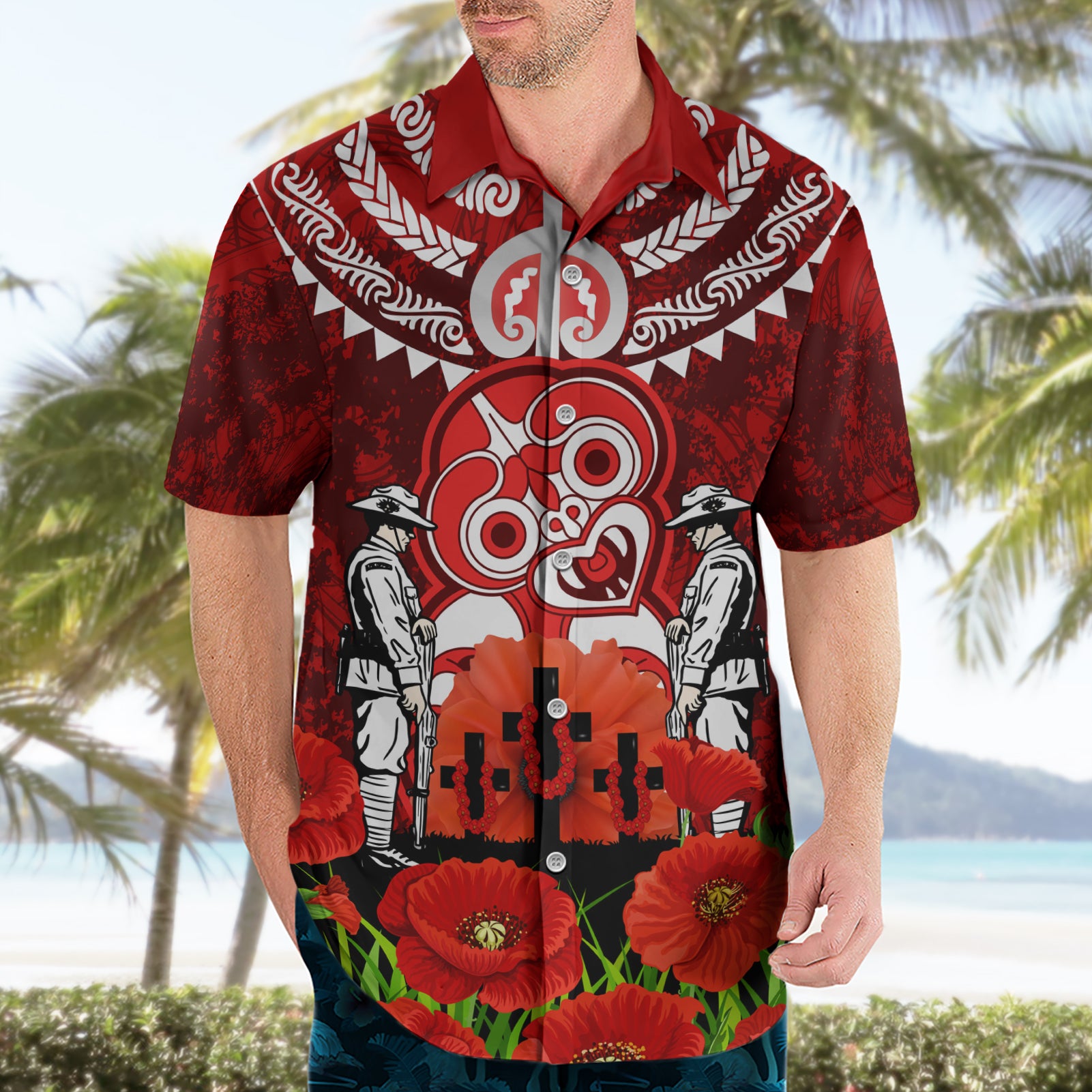 New Zealand ANZAC Waitangi Day Hawaiian Shirt Hei Tiki and Soldier
