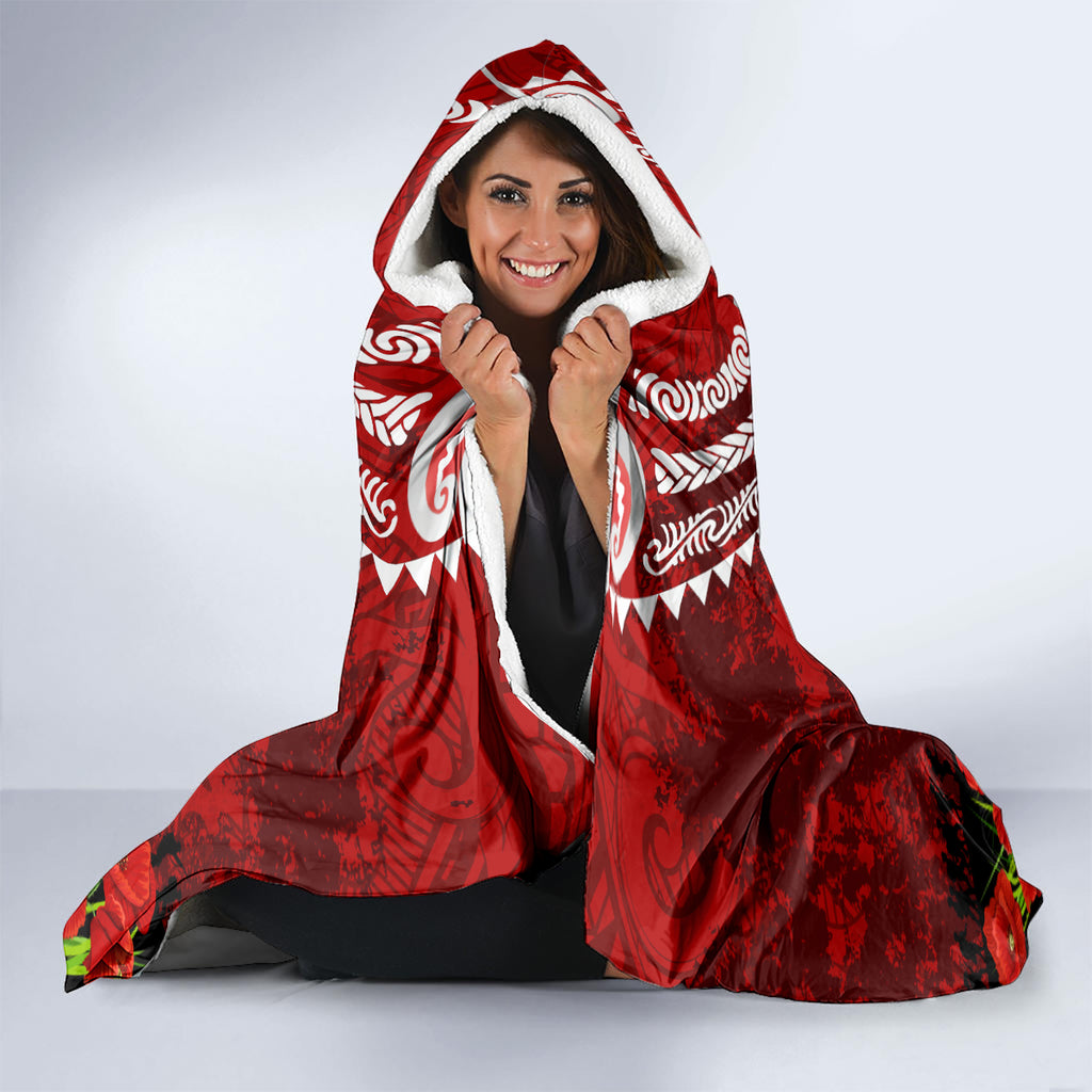 New Zealand ANZAC Waitangi Day Hooded Blanket Hei Tiki and Soldier