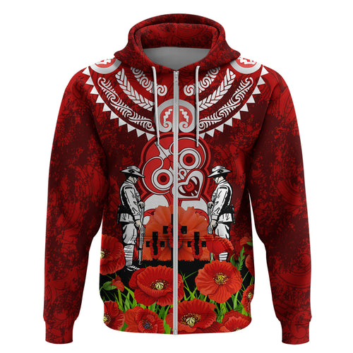 New Zealand ANZAC Waitangi Day Hoodie Hei Tiki and Soldier