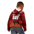 New Zealand ANZAC Waitangi Day Kid Hoodie Hei Tiki and Soldier
