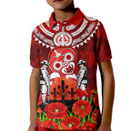 New Zealand ANZAC Waitangi Day Kid Polo Shirt Hei Tiki and Soldier