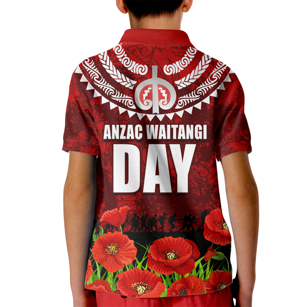 New Zealand ANZAC Waitangi Day Kid Polo Shirt Hei Tiki and Soldier