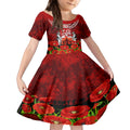 New Zealand ANZAC Waitangi Day Kid Short Sleeve Dress Hei Tiki and Soldier