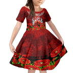 New Zealand ANZAC Waitangi Day Kid Short Sleeve Dress Hei Tiki and Soldier