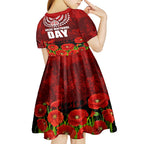New Zealand ANZAC Waitangi Day Kid Short Sleeve Dress Hei Tiki and Soldier