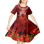 New Zealand ANZAC Waitangi Day Kid Short Sleeve Dress Hei Tiki and Soldier