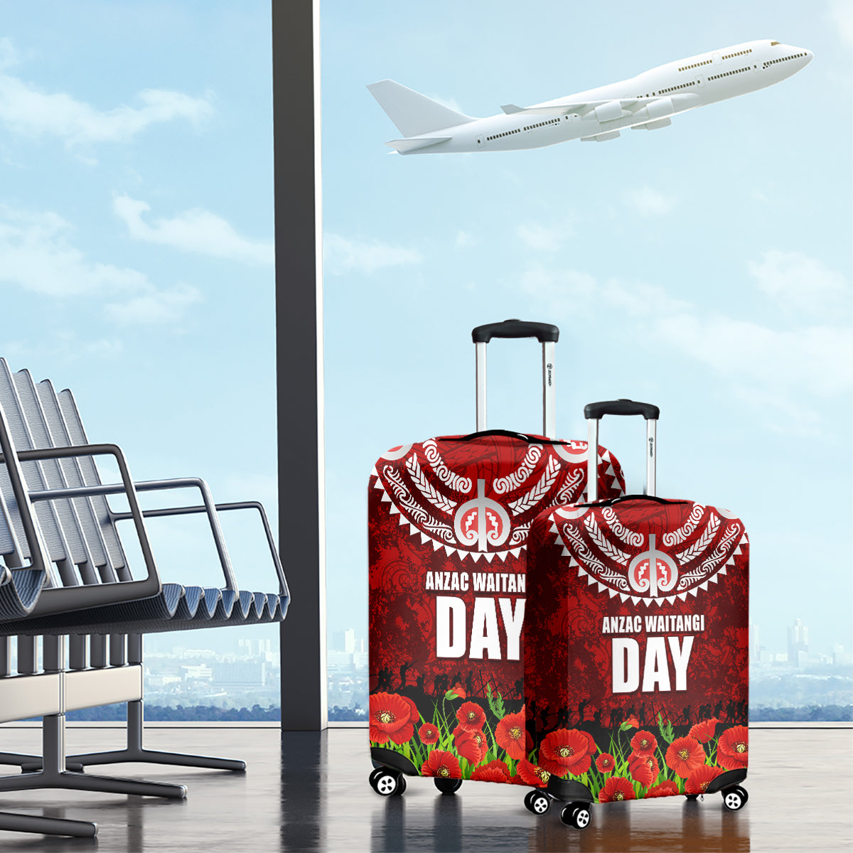 New Zealand ANZAC Waitangi Day Luggage Cover Hei Tiki and Soldier