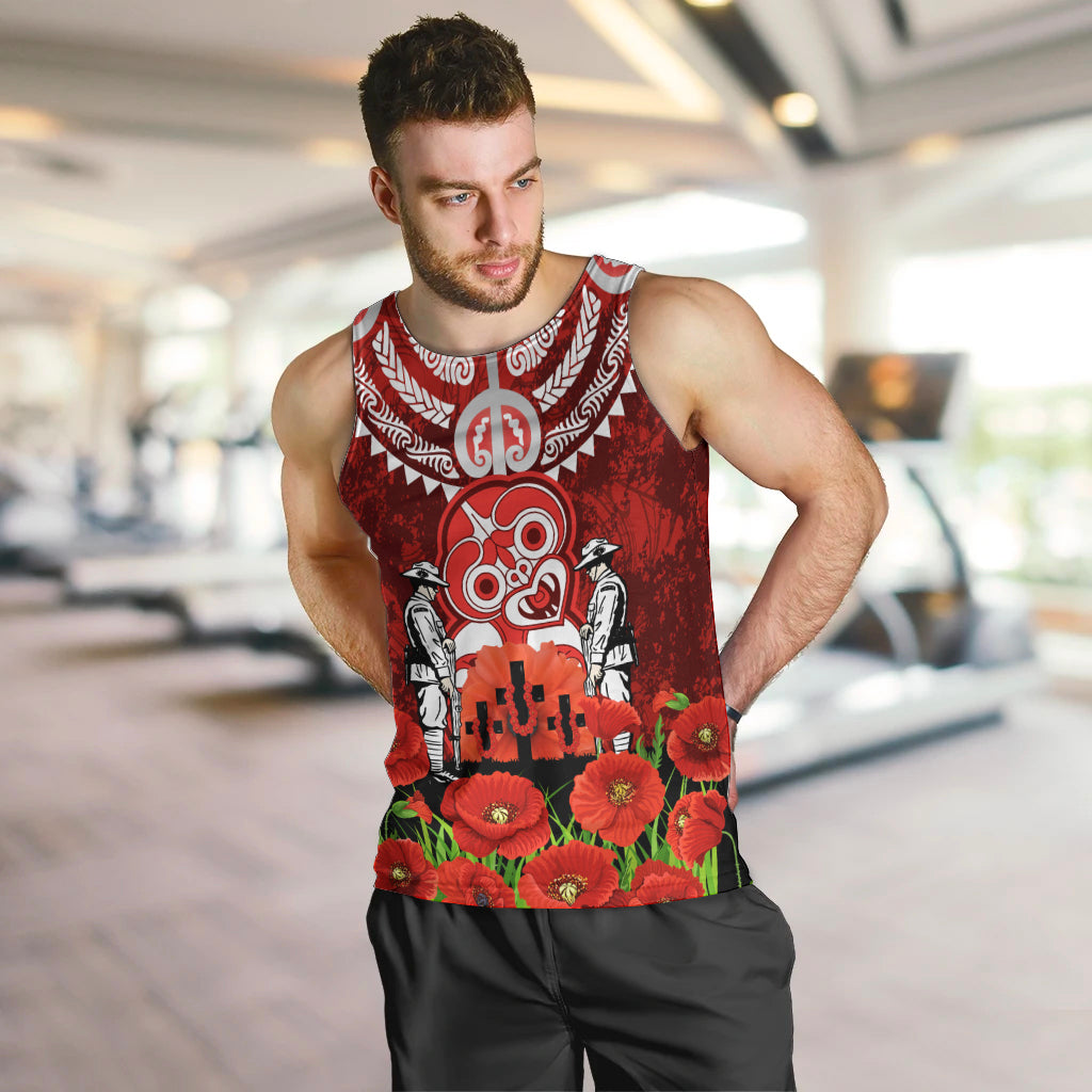New Zealand ANZAC Waitangi Day Men Tank Top Hei Tiki and Soldier