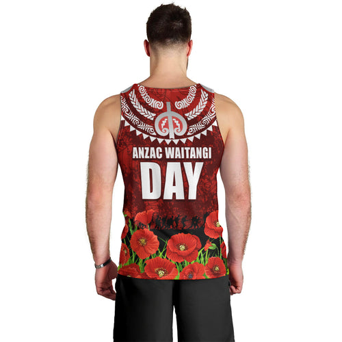 New Zealand ANZAC Waitangi Day Men Tank Top Hei Tiki and Soldier