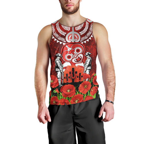 New Zealand ANZAC Waitangi Day Men Tank Top Hei Tiki and Soldier