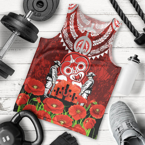 New Zealand ANZAC Waitangi Day Men Tank Top Hei Tiki and Soldier