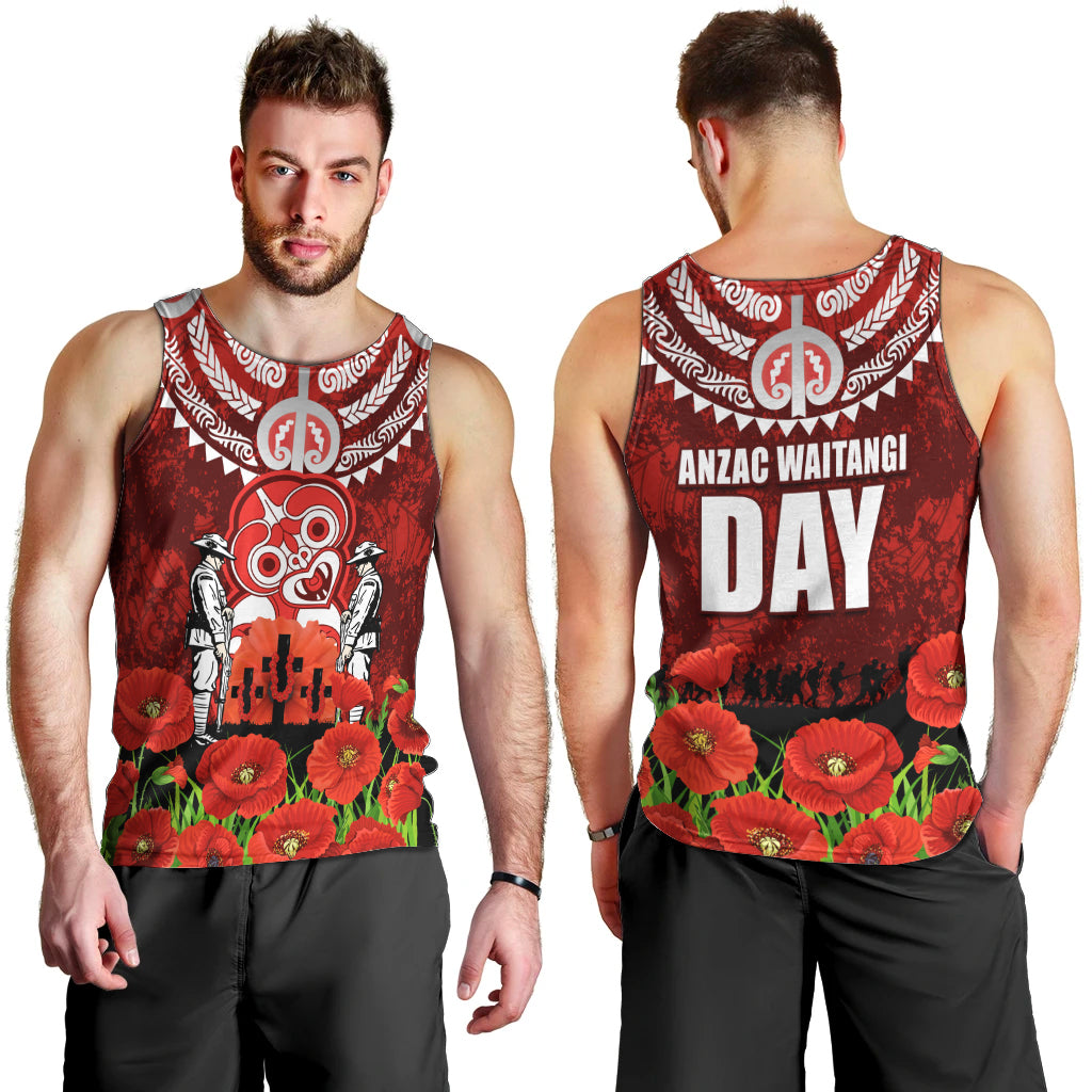 New Zealand ANZAC Waitangi Day Men Tank Top Hei Tiki and Soldier