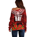 New Zealand ANZAC Waitangi Day Off Shoulder Sweater Hei Tiki and Soldier