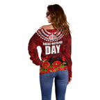 New Zealand ANZAC Waitangi Day Off Shoulder Sweater Hei Tiki and Soldier