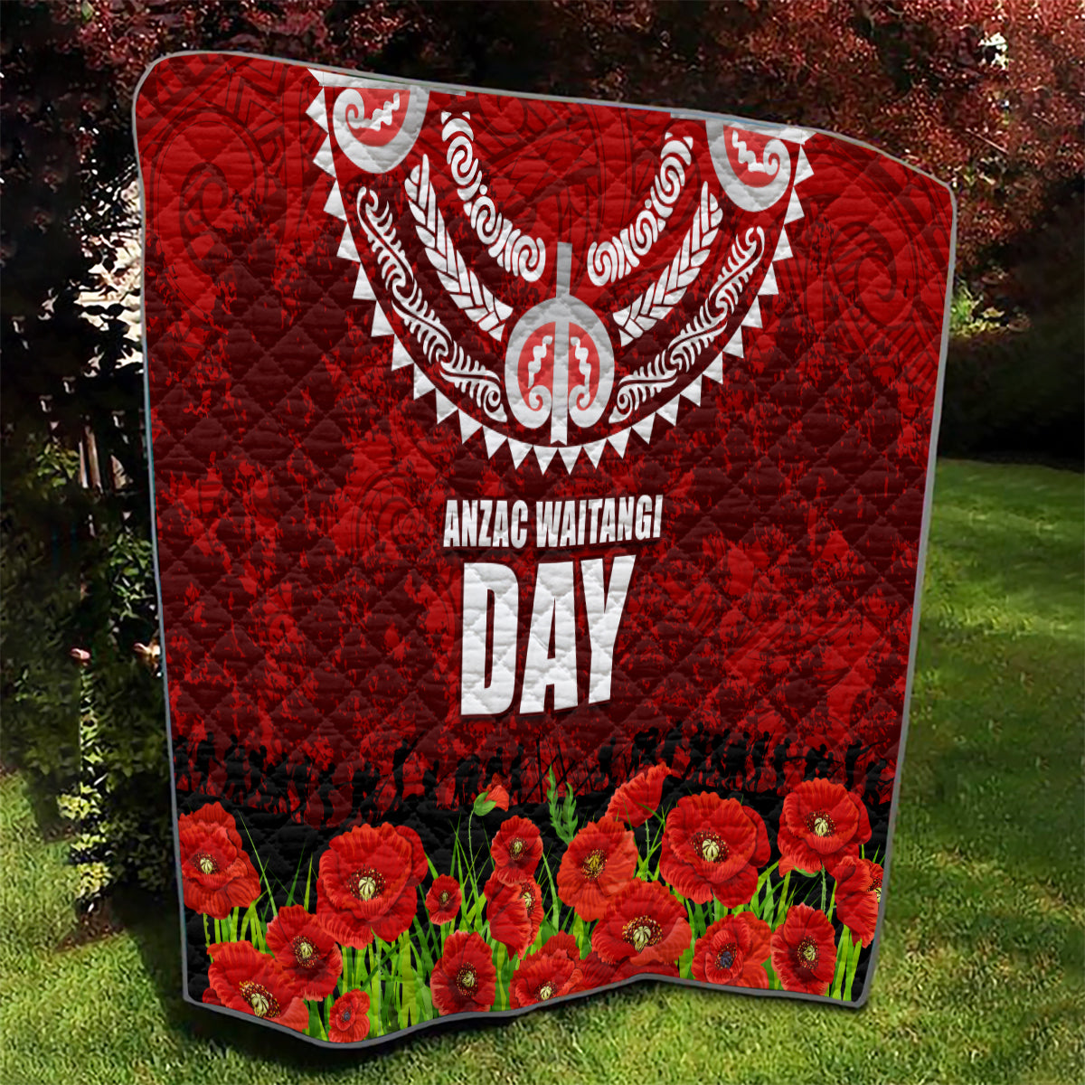 New Zealand ANZAC Waitangi Day Quilt Hei Tiki and Soldier