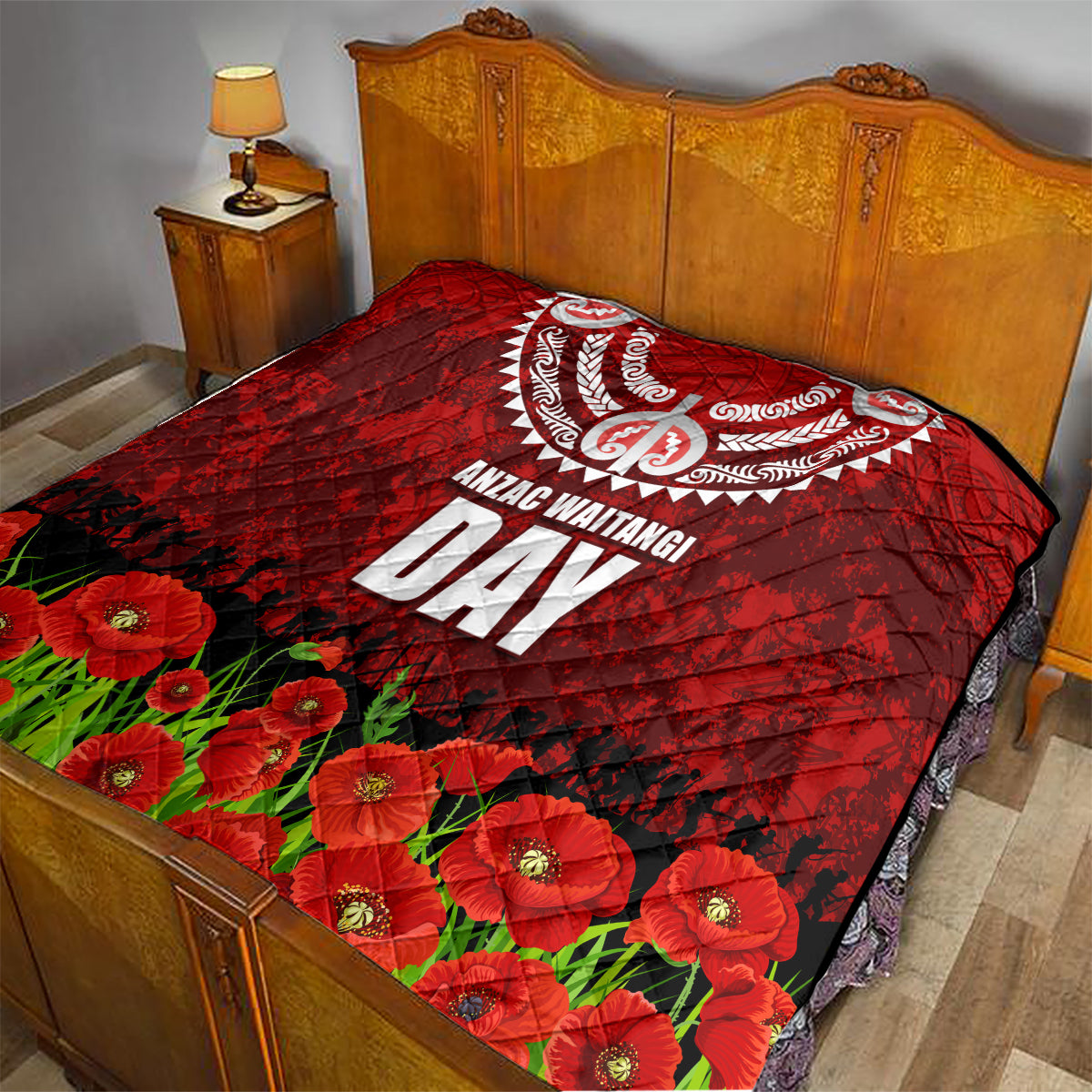 New Zealand ANZAC Waitangi Day Quilt Hei Tiki and Soldier