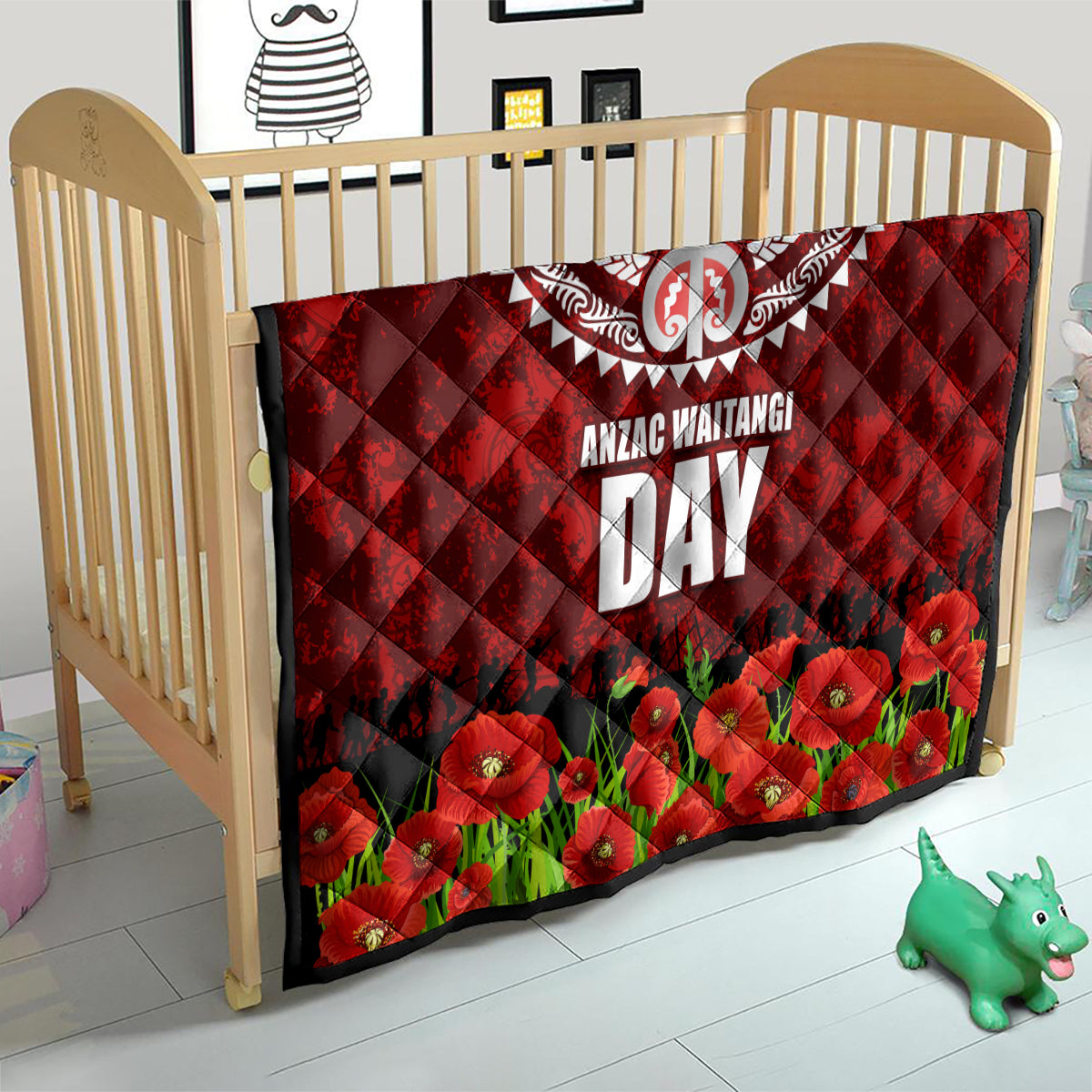 New Zealand ANZAC Waitangi Day Quilt Hei Tiki and Soldier