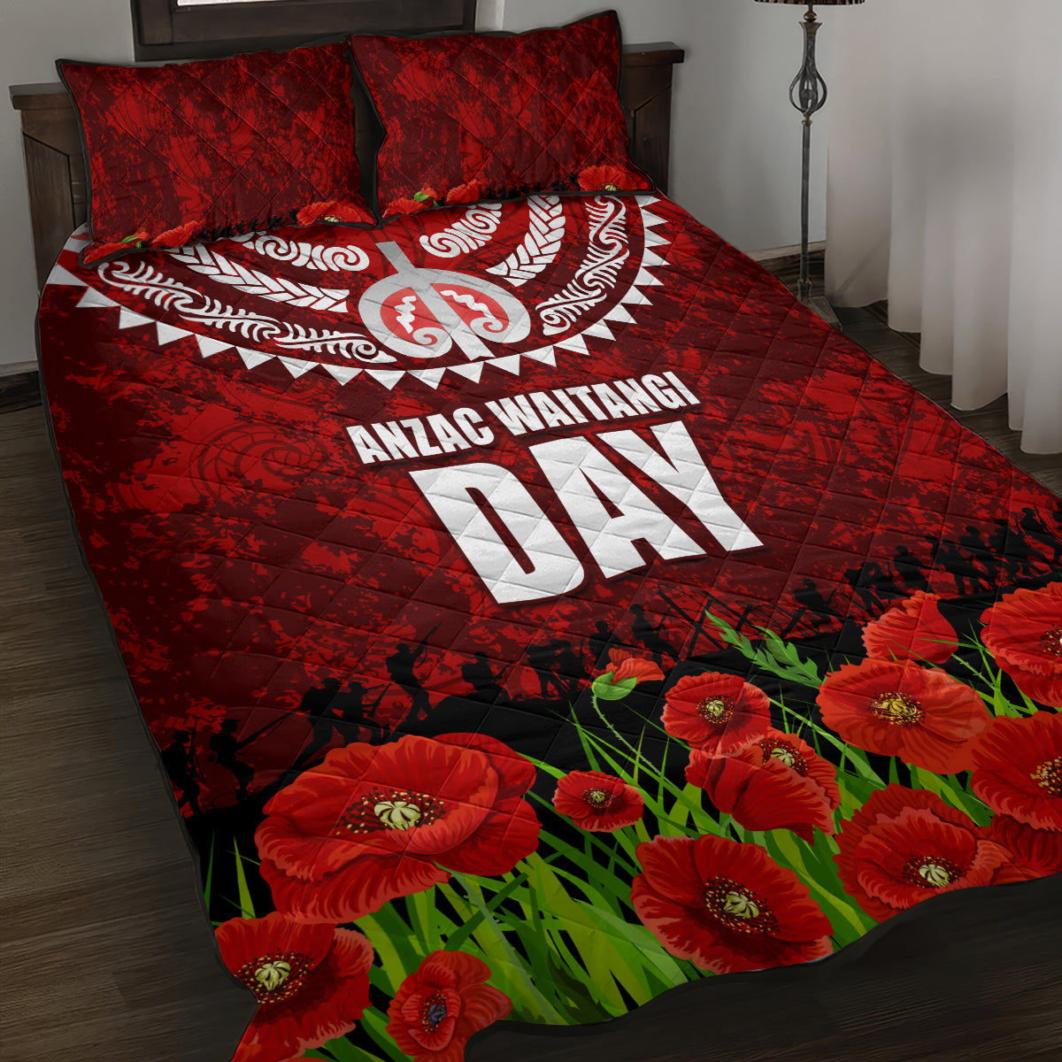 New Zealand ANZAC Waitangi Day Quilt Bed Set Hei Tiki and Soldier