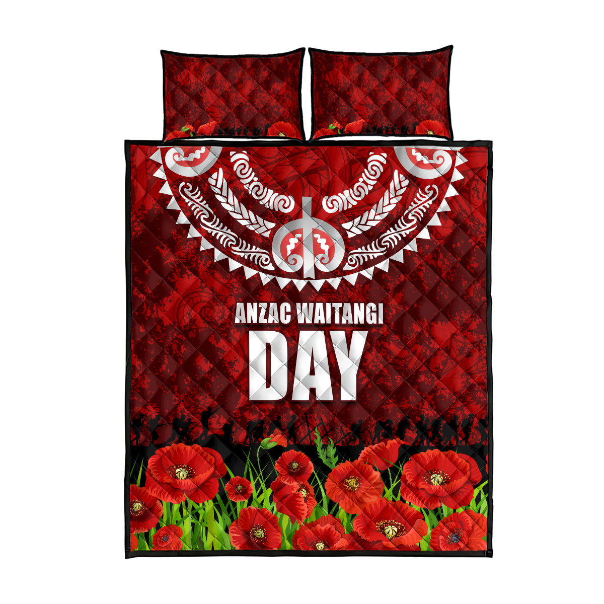 New Zealand ANZAC Waitangi Day Quilt Bed Set Hei Tiki and Soldier
