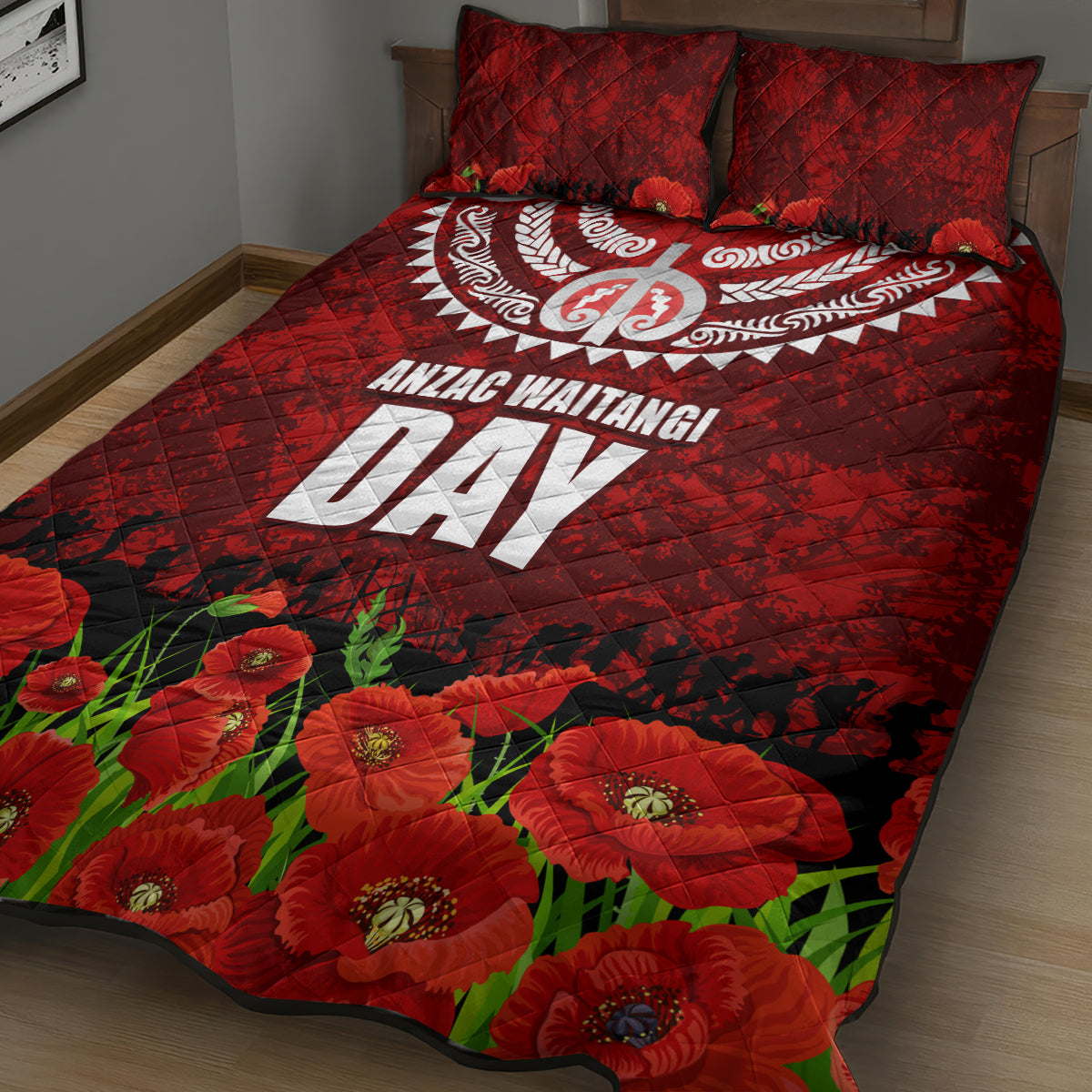 New Zealand ANZAC Waitangi Day Quilt Bed Set Hei Tiki and Soldier