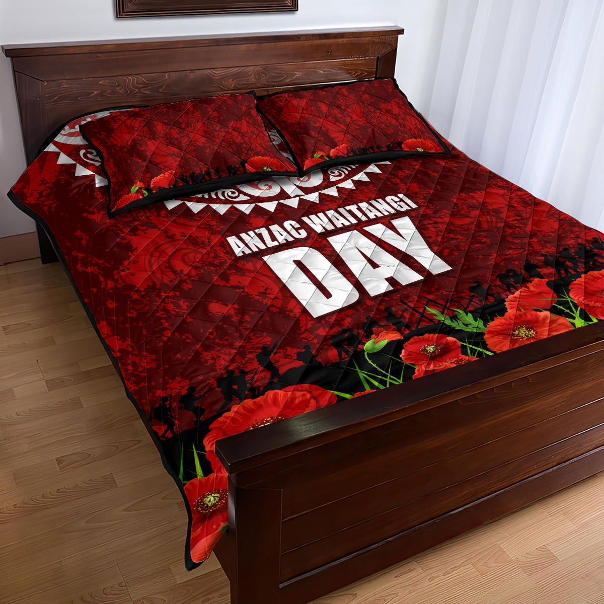 New Zealand ANZAC Waitangi Day Quilt Bed Set Hei Tiki and Soldier