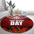 New Zealand ANZAC Waitangi Day Round Carpet Hei Tiki and Soldier