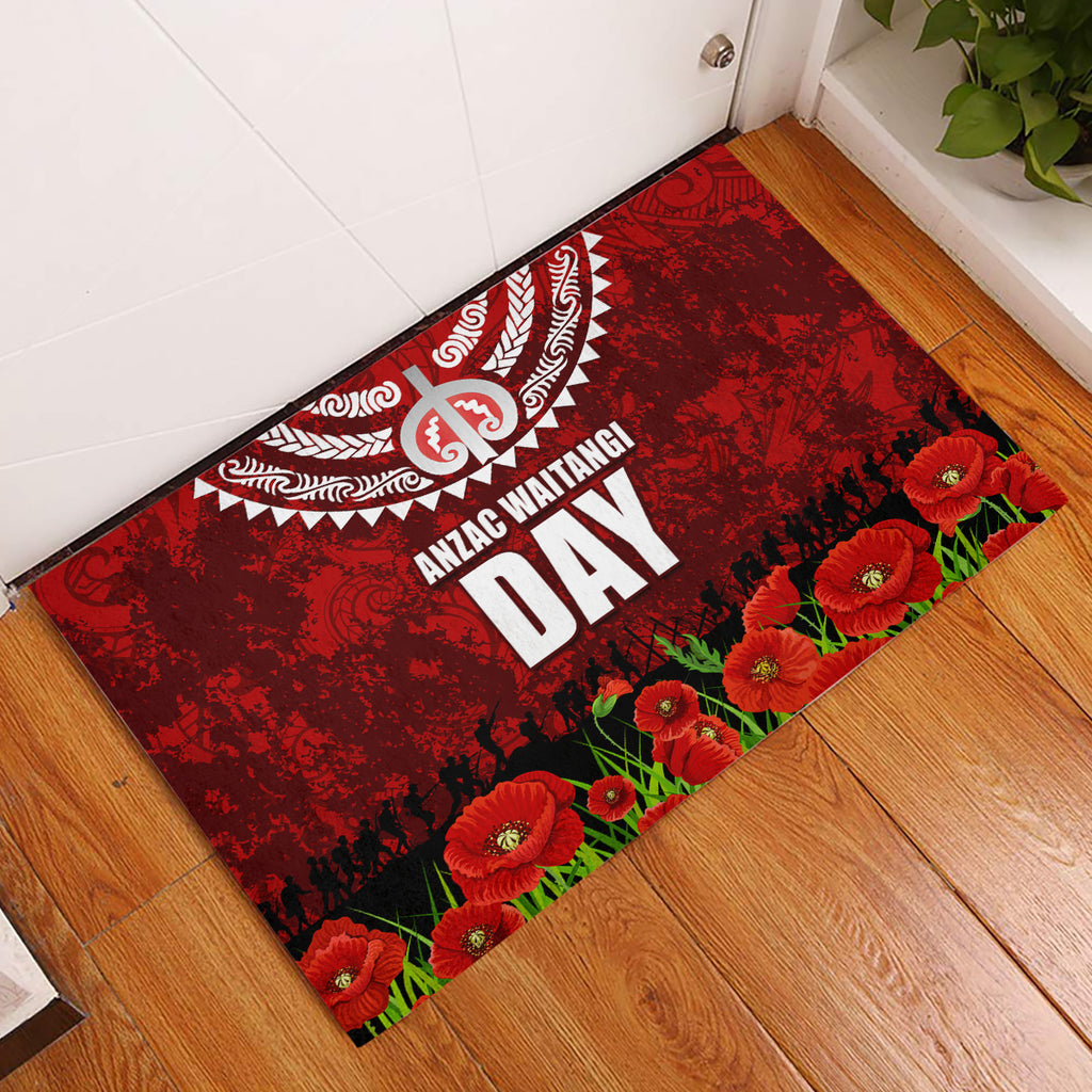 New Zealand ANZAC Waitangi Day Rubber Doormat Hei Tiki and Soldier