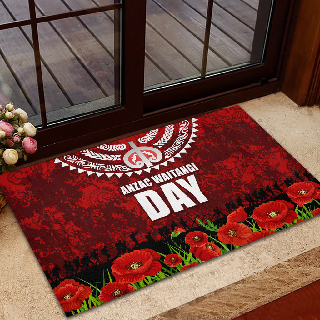 New Zealand ANZAC Waitangi Day Rubber Doormat Hei Tiki and Soldier