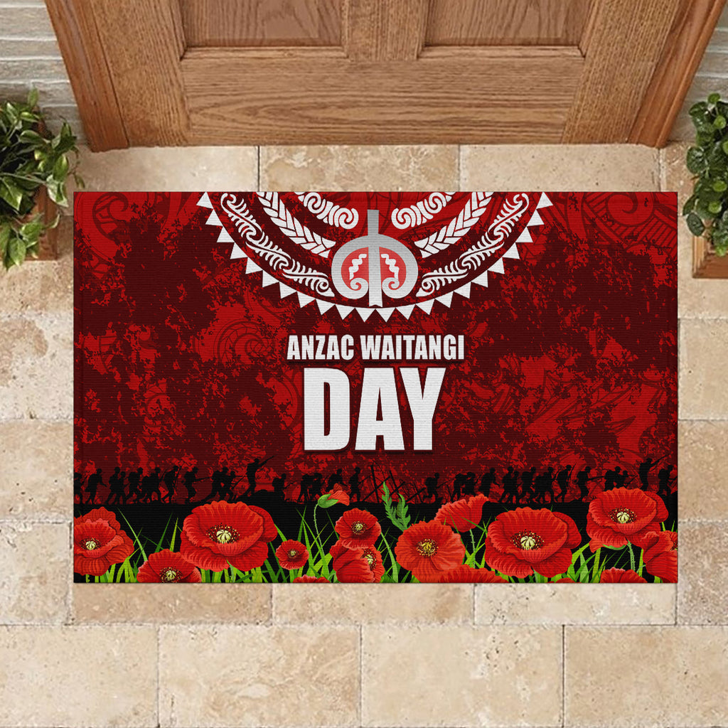 New Zealand ANZAC Waitangi Day Rubber Doormat Hei Tiki and Soldier