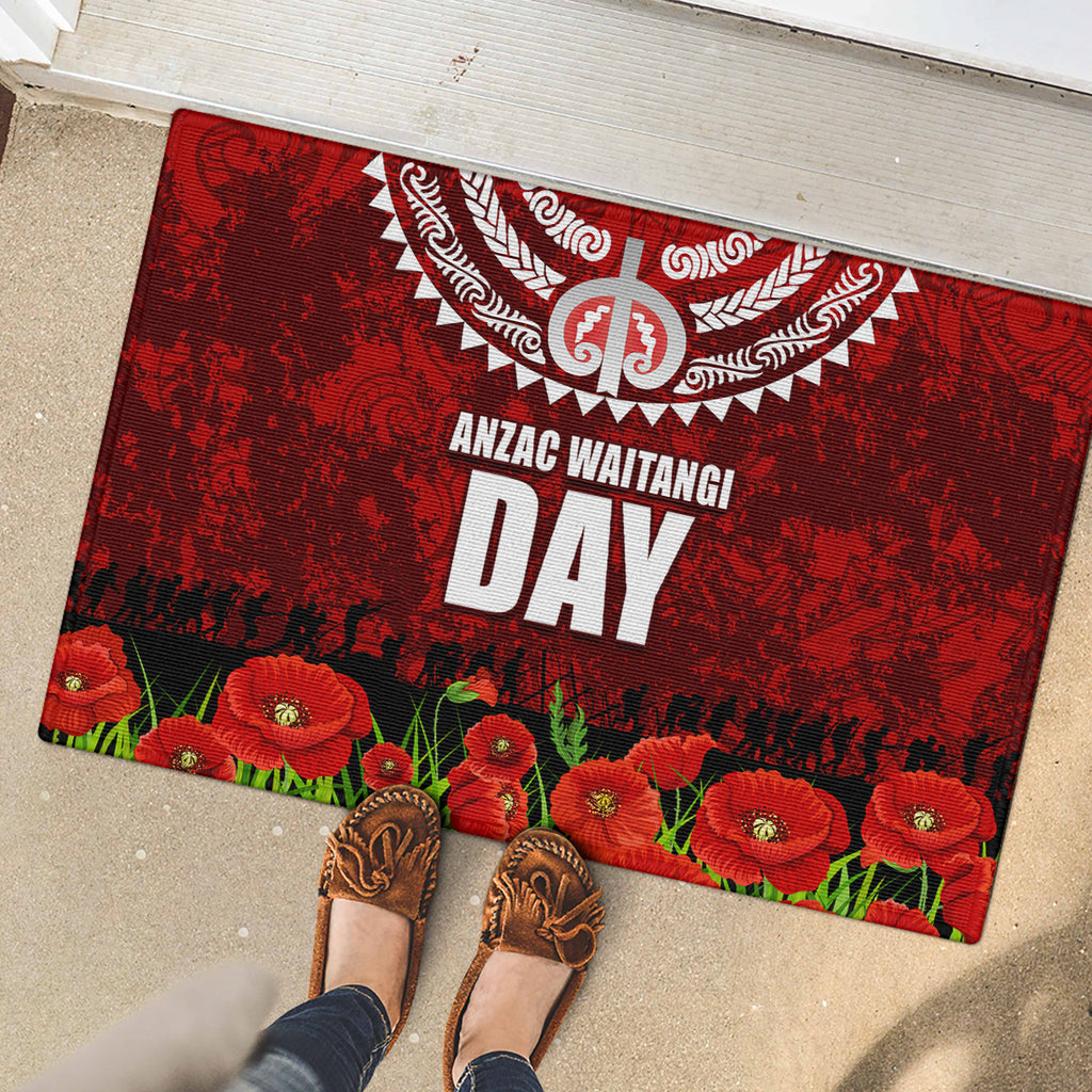New Zealand ANZAC Waitangi Day Rubber Doormat Hei Tiki and Soldier