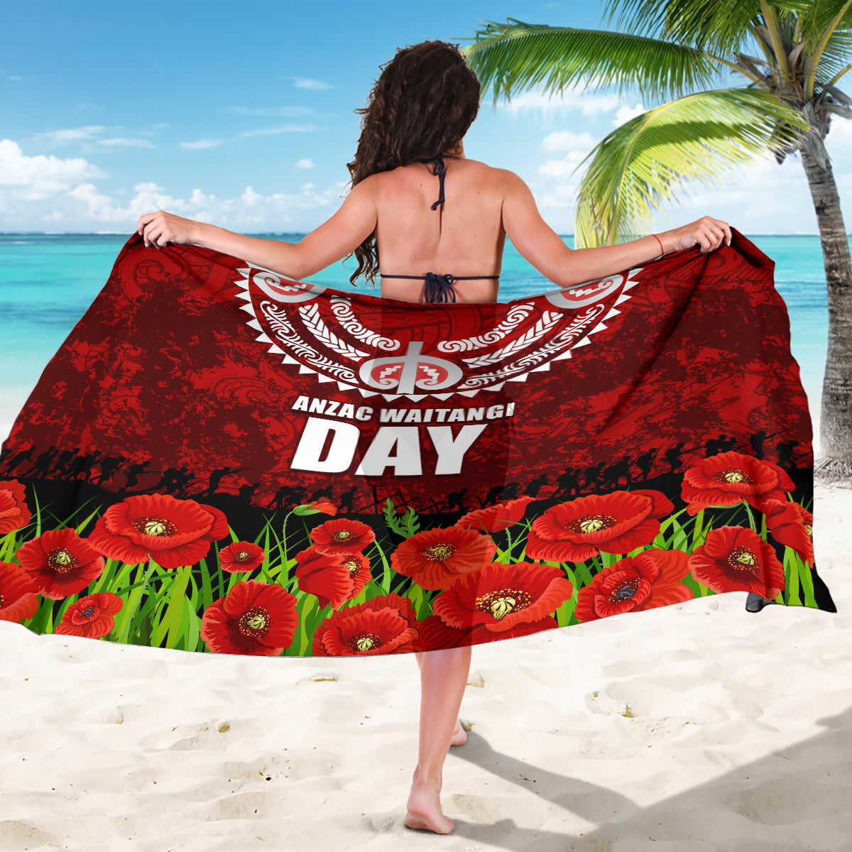 New Zealand ANZAC Waitangi Day Sarong Hei Tiki and Soldier